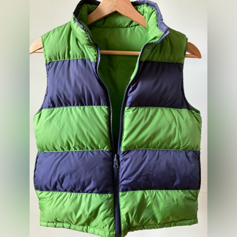 Green blue kids puffer vest
